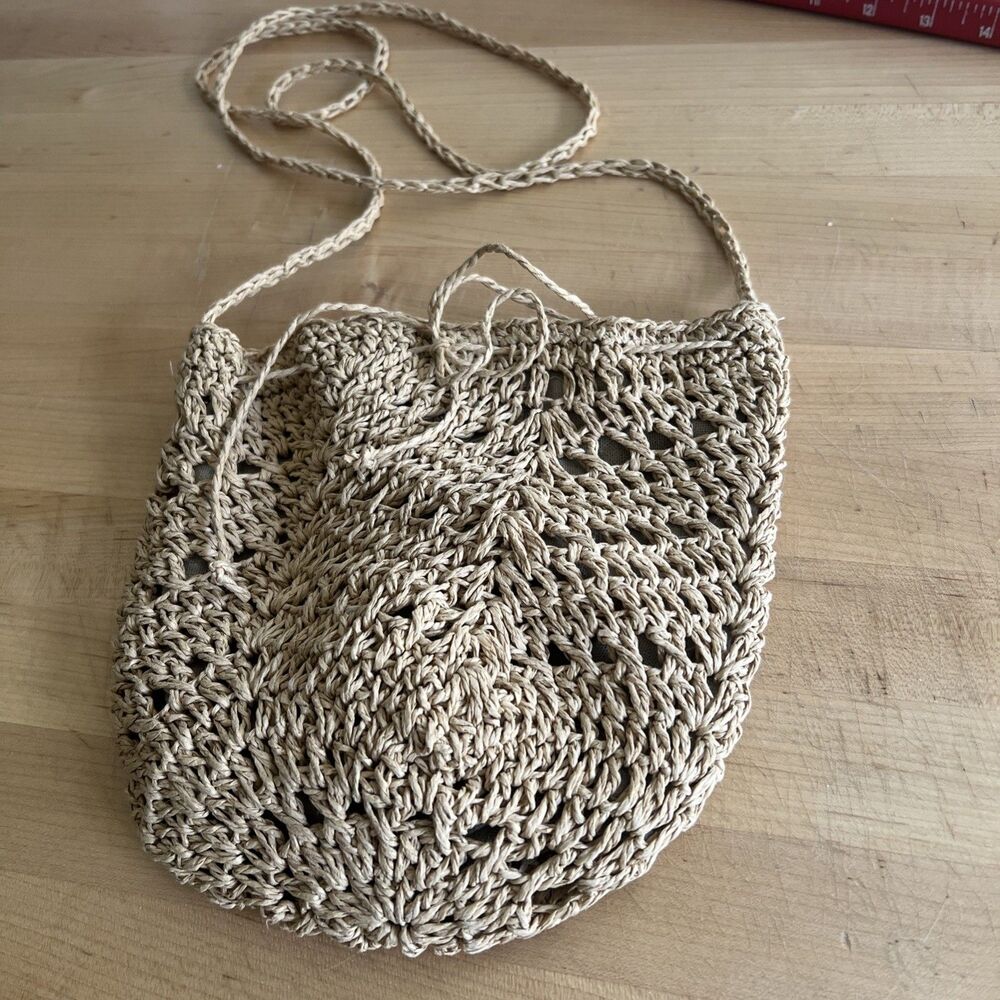Pure J. Jill Natural Weave Raffia Boho Small Bag